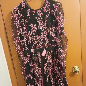 Marco Bologna Sparkle Floral Midi Dress black and pink